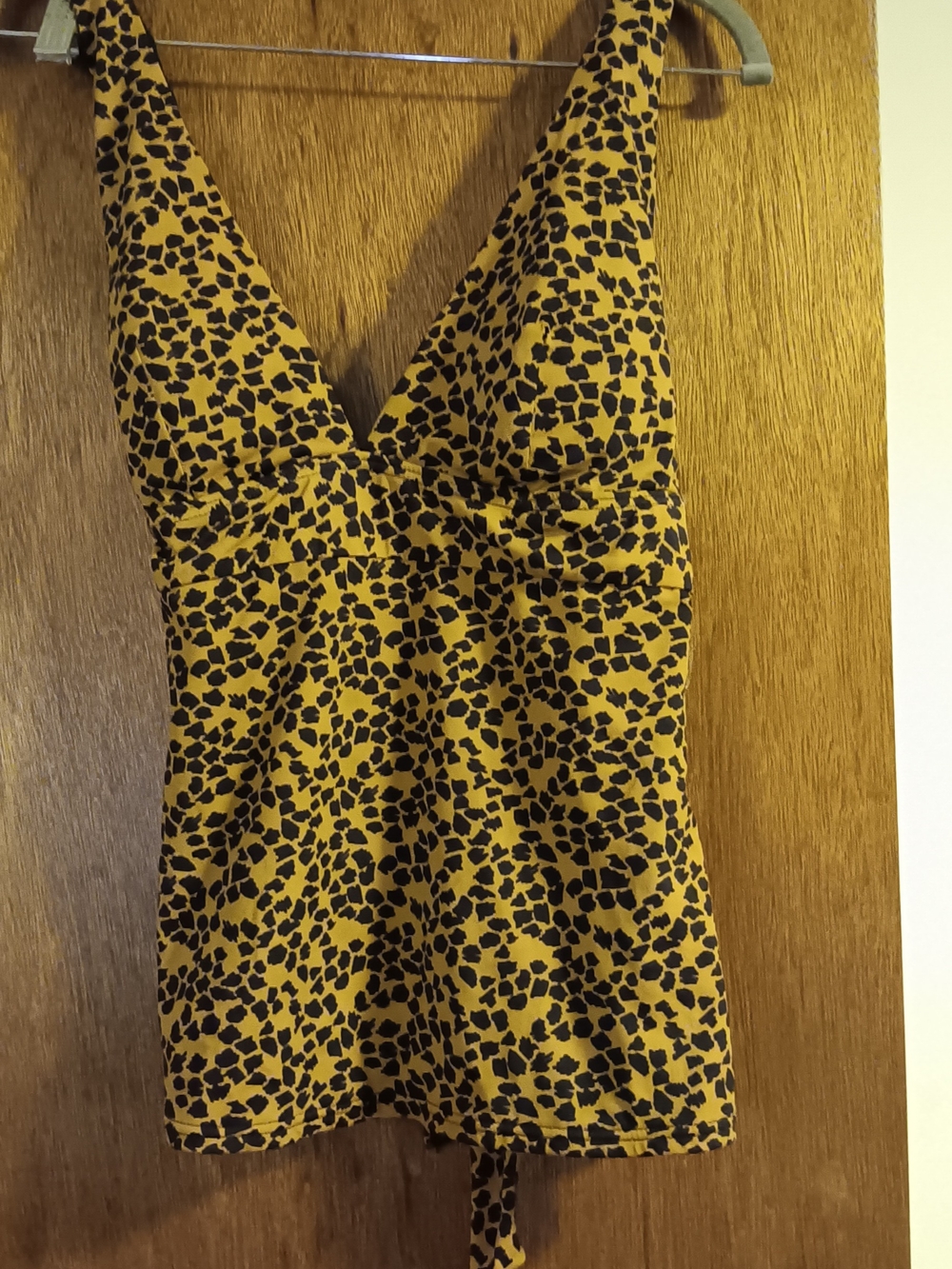 Yellow and Black Leopard Print Tankini Top